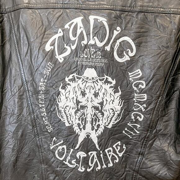 Zadig & Voltaire Kase Lambskin Crinkled Leather Coat Button Down Jacket Small - Picture 4 of 9